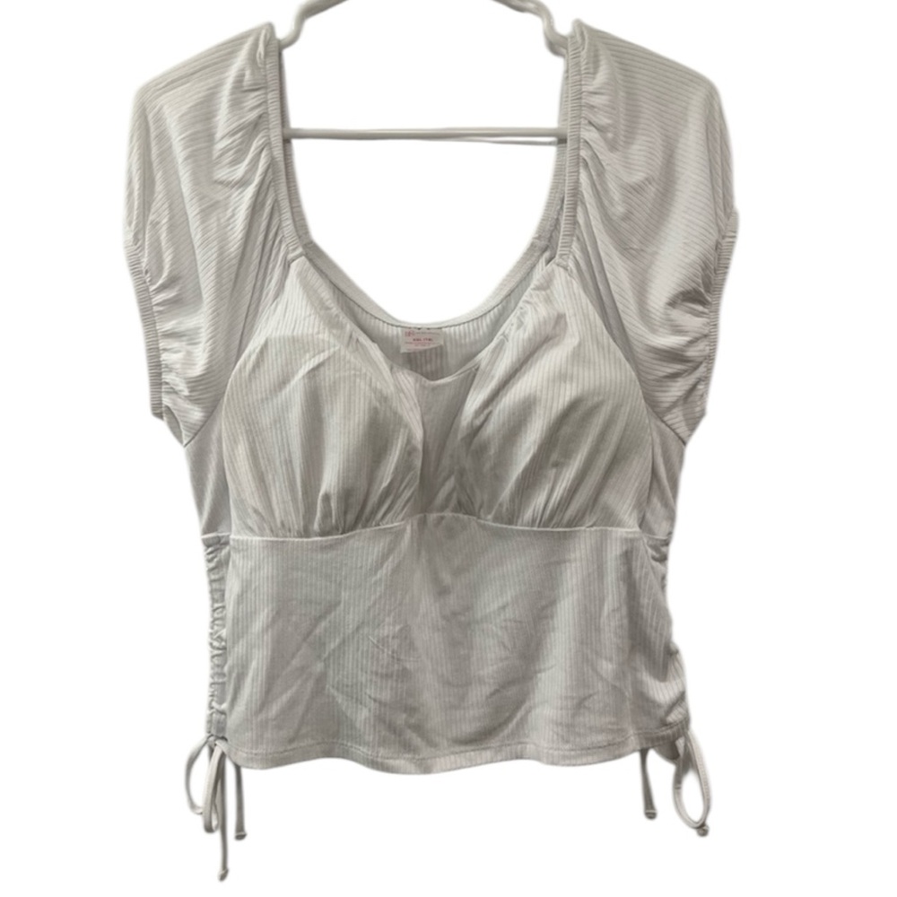 No Boundaries Juniors Size XXL (19) White Ribbed Scrunched Top